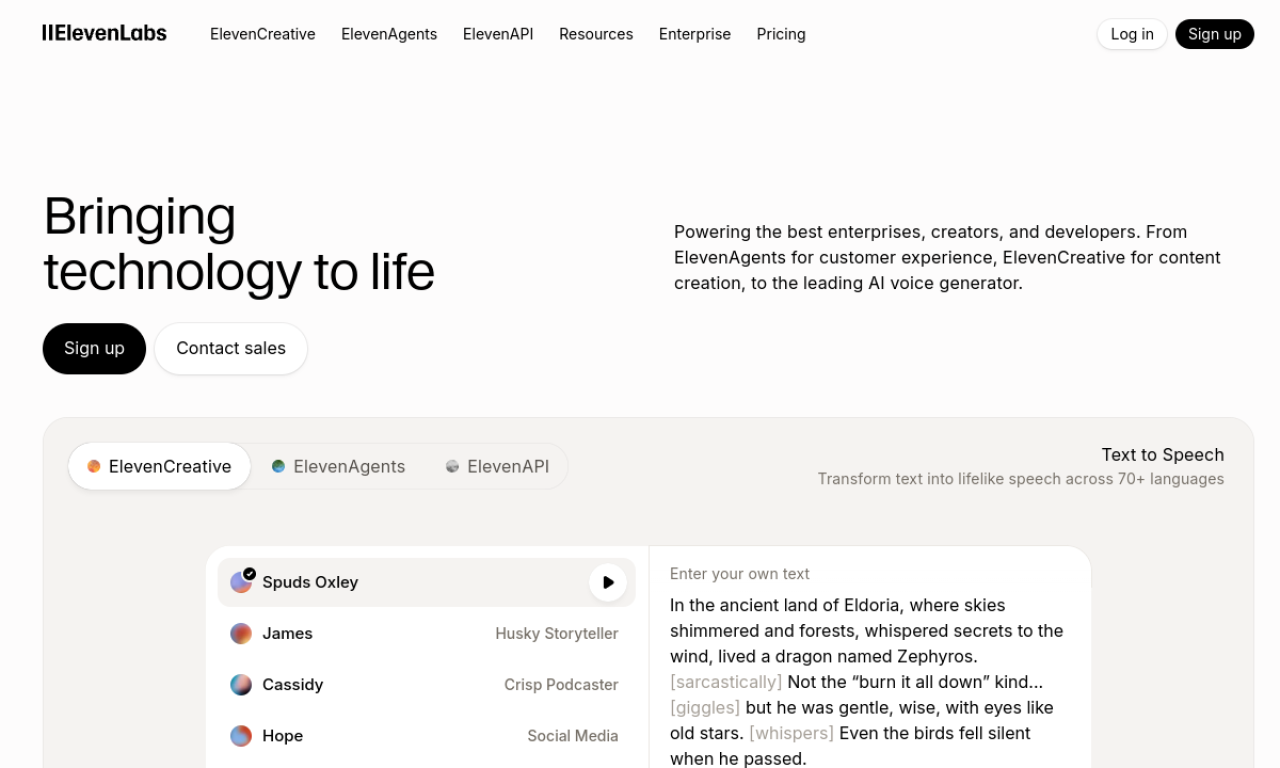 ElevenLabs interface screenshot