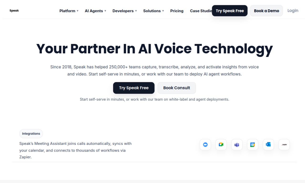Speak AI interface screenshot